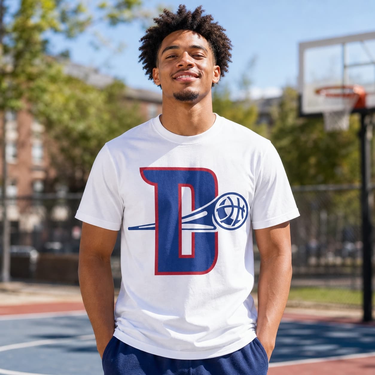 Detroit Pistons Retro Basketball D Ball Shirt