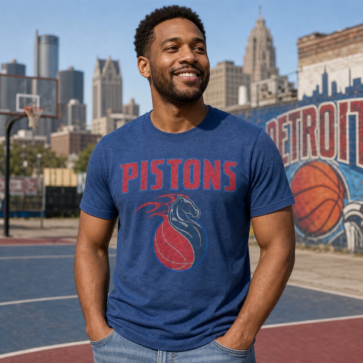 Detroit Pistons Retro Basketball Mascot 2001 Shirt