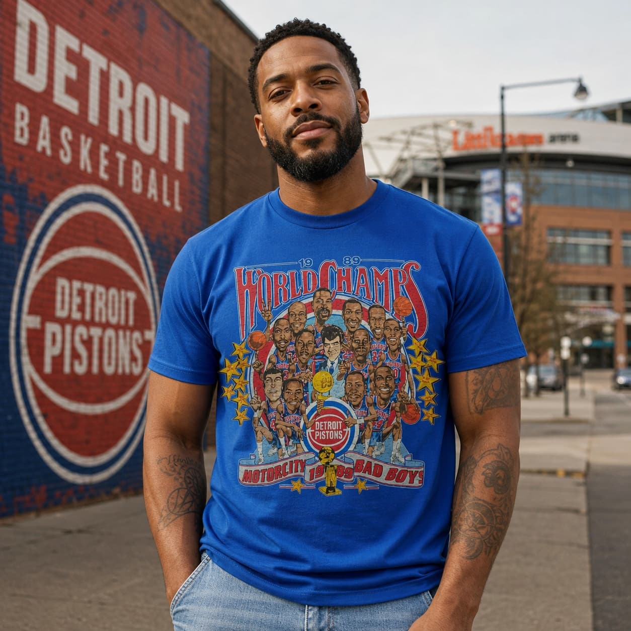 Detroit Pistons Retro World Champs Bad Boys Basketball 1989 Shirt