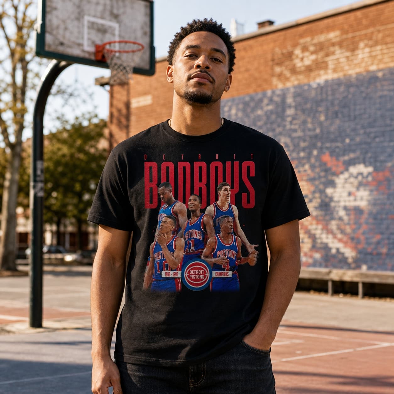 Detroit Pistons Retro World Champs Bad Boys Basketball 1990 Shirt