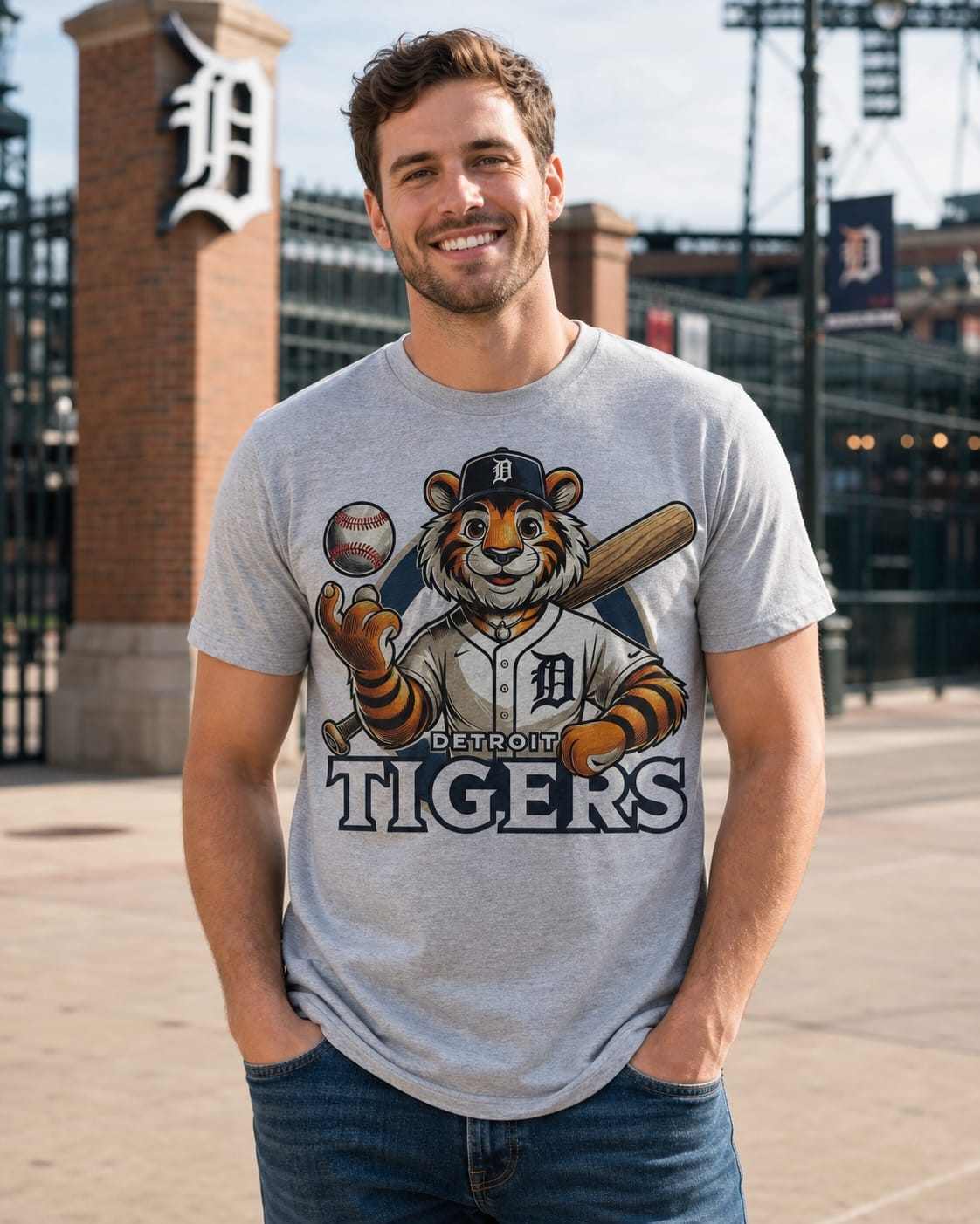Detroit Tigers Exclusive Retro Baseball Mascot Artwork Shirt