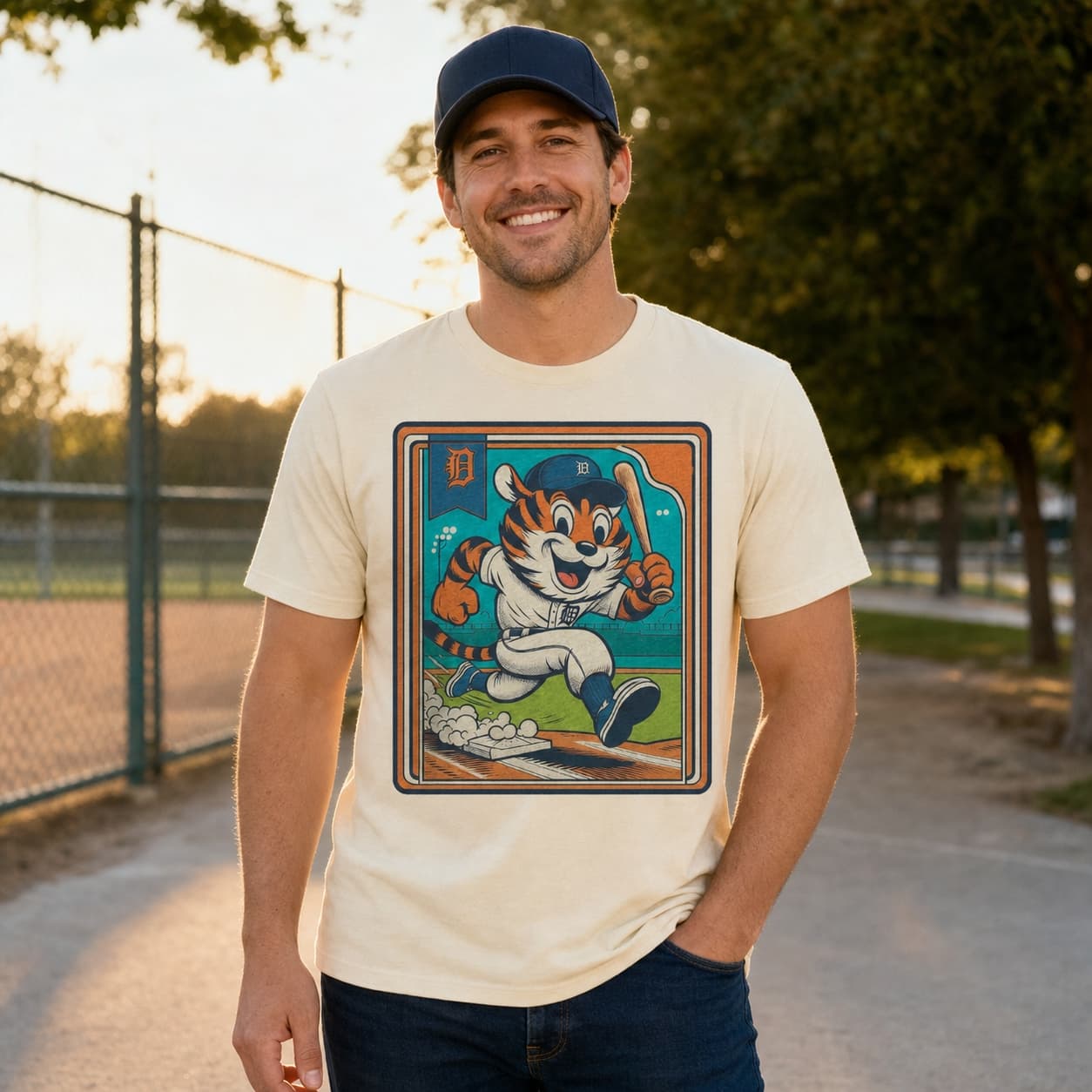Detroit Tigers Retro Baseball Cartoon 1993 Artwork Shirt