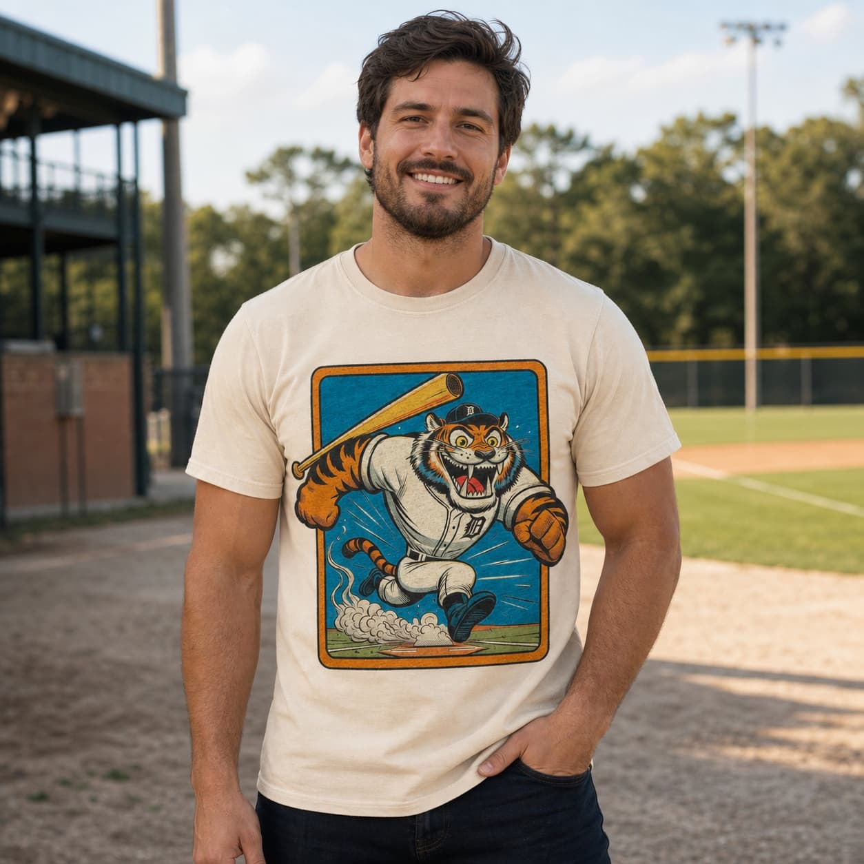 Detroit Tigers Retro Baseball Cartoon Artwork Shirt