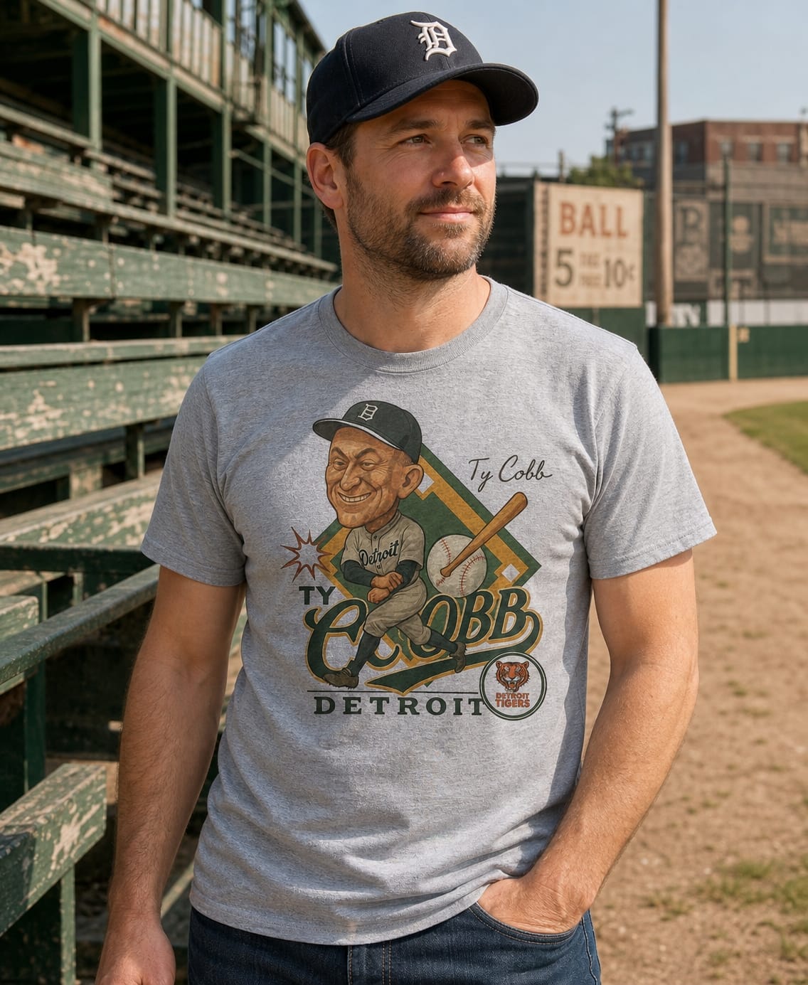 Detroit Tigers Ty Cobb Exclusive Retro Baseball 1925 Artwork T-Shirt