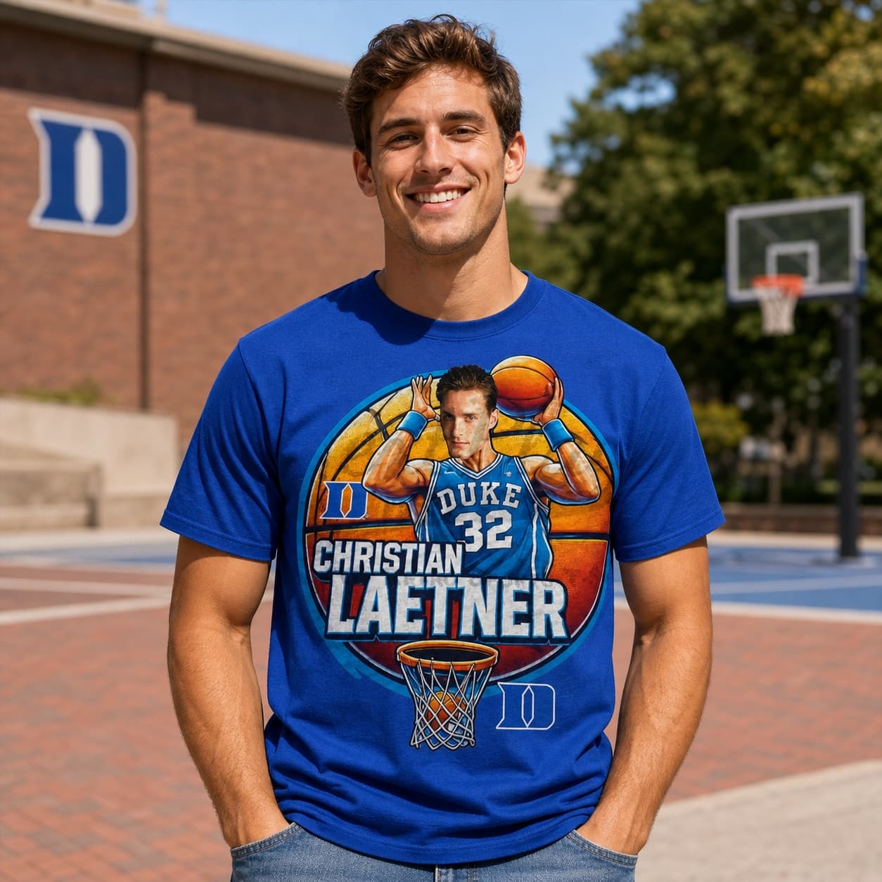 Duke Blue Devils Christian Laetner Exclusive Retro March Madness Basketball Shirt