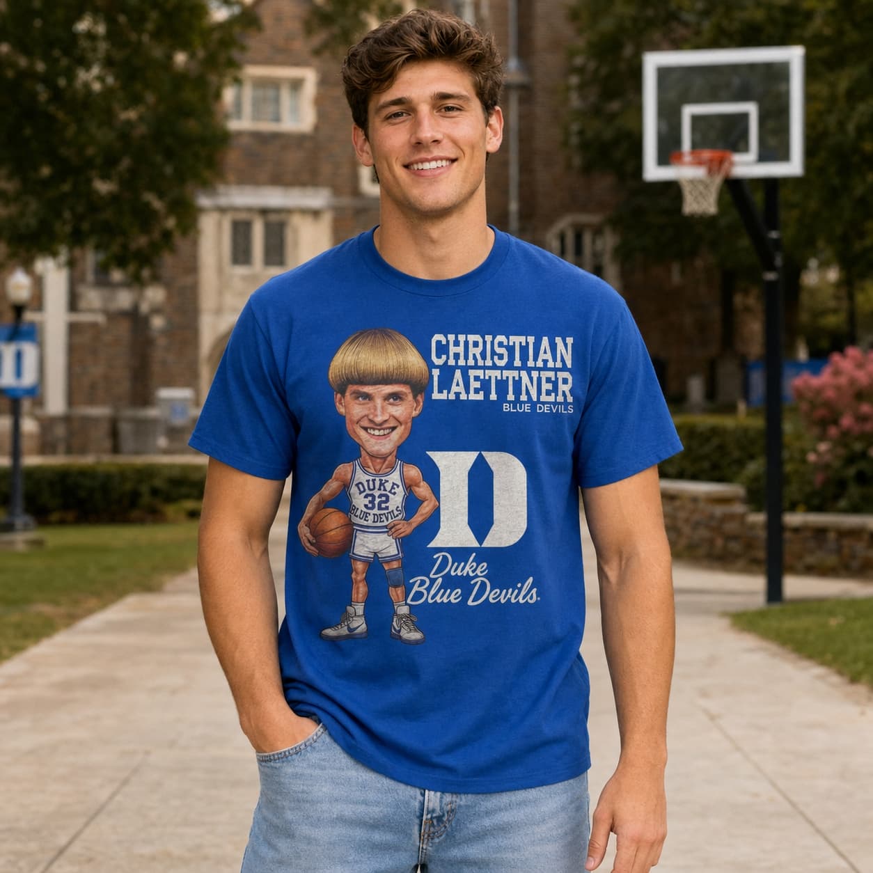 Duke Blue Devils Christian Laettner Exclusive Retro Historic Heroes Basketball 1992 Shirt
