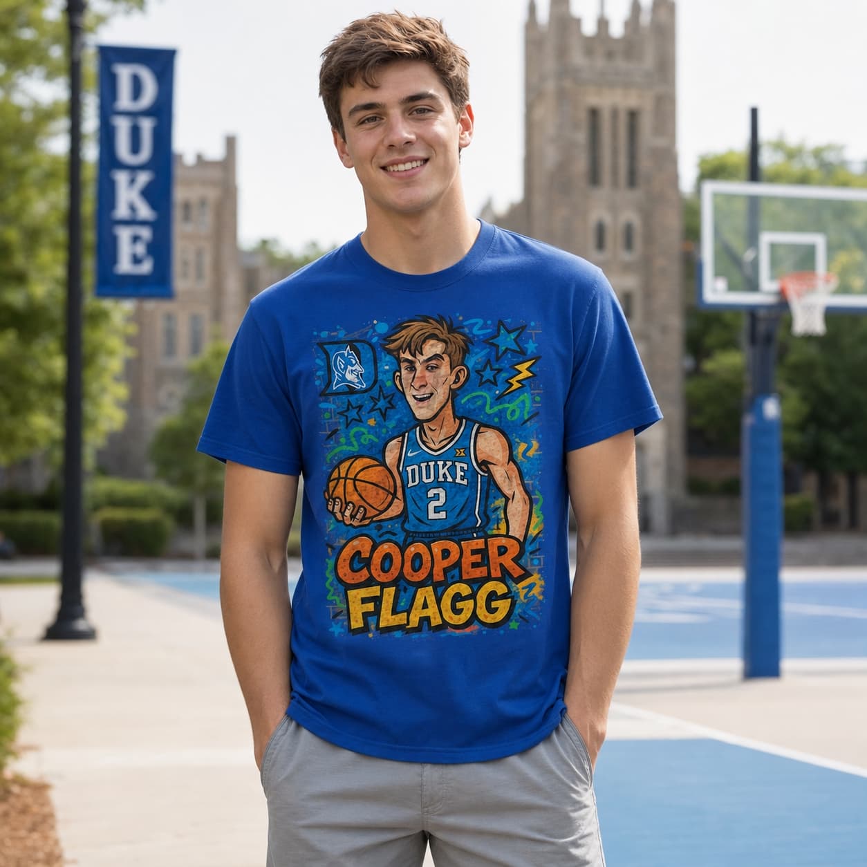 Duke Blue Devils Cooper Flagg Graffiti Exclusive Retro March Madness Basketball Shirt