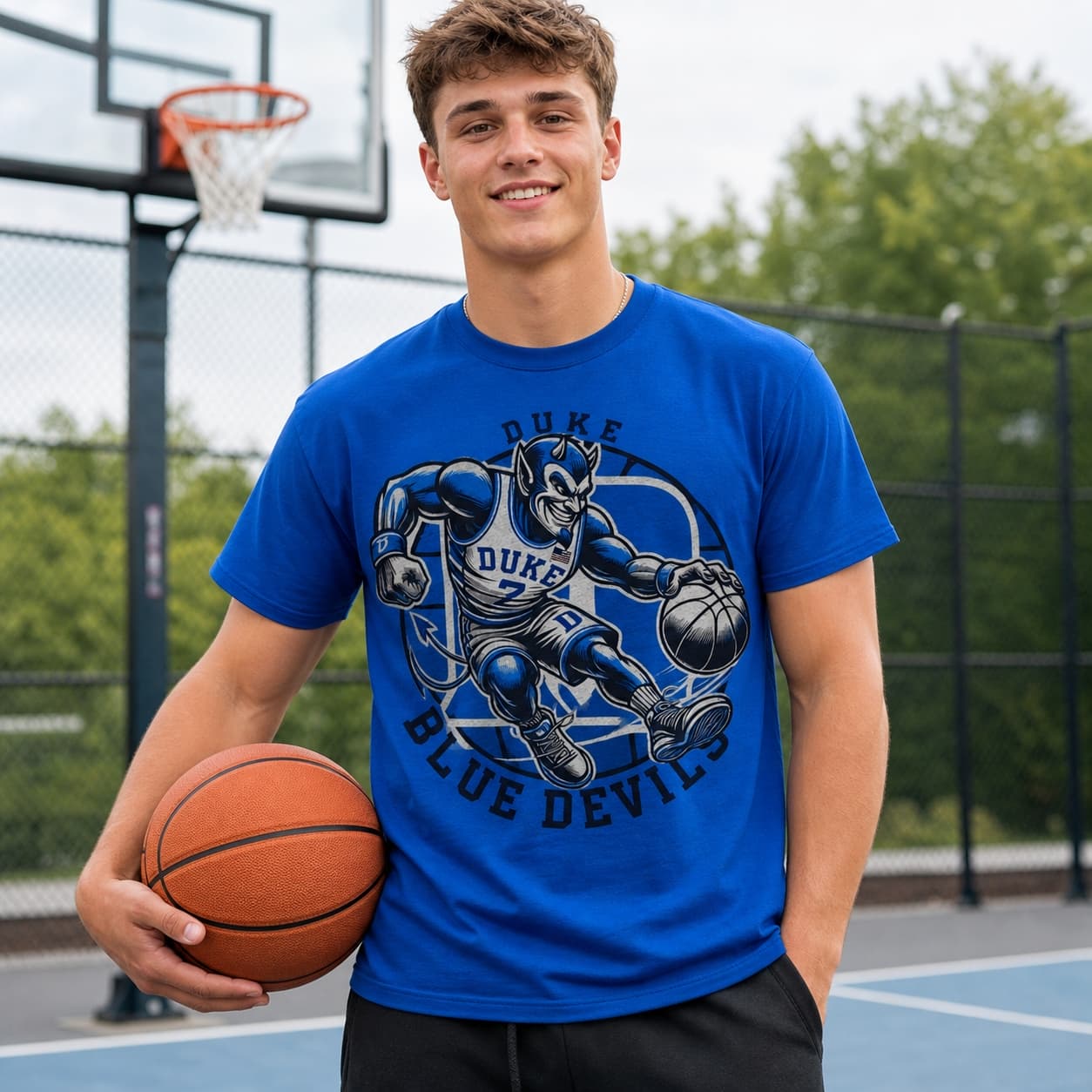 Duke Blue Devils Exclusive Retro Basketball Circle Shirt
