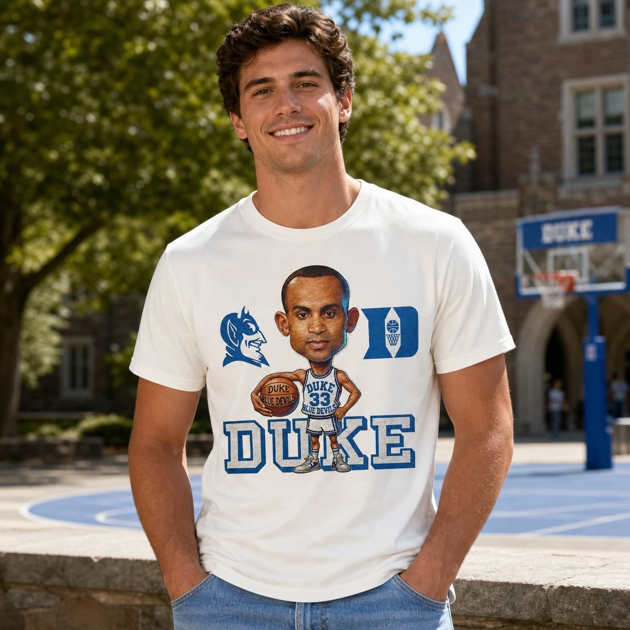 Duke Blue Devils Grant Hill Exclusive Retro Basketball 1991 Shirt