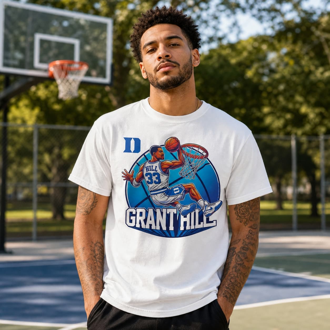 Duke Blue Devils Grant Hill Exclusive Retro March Madness Basketball Shirt