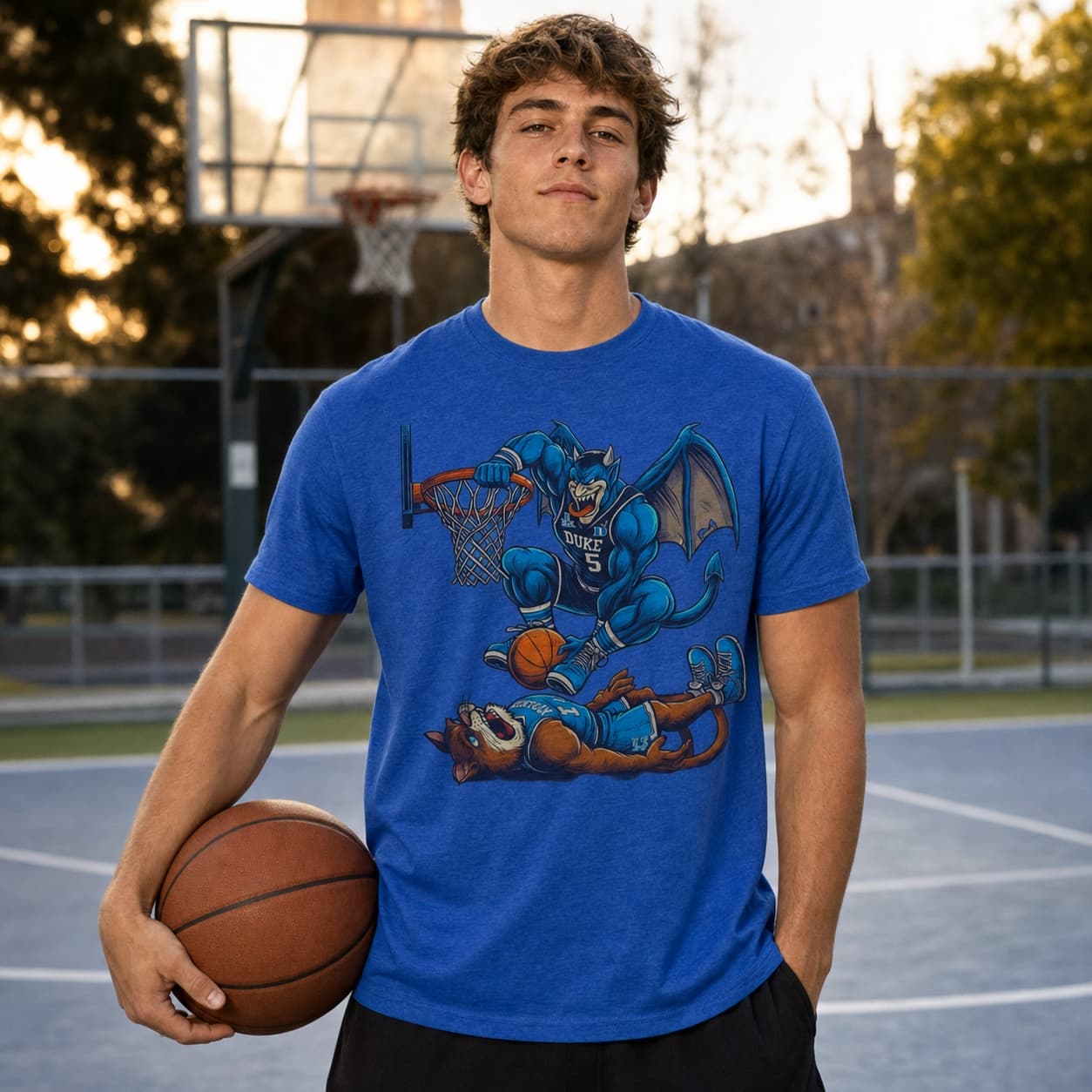 Duke Blue Devils vs. Kentucky Wildcats Retro Rivalry Basketball Mascot 1992 Shirt