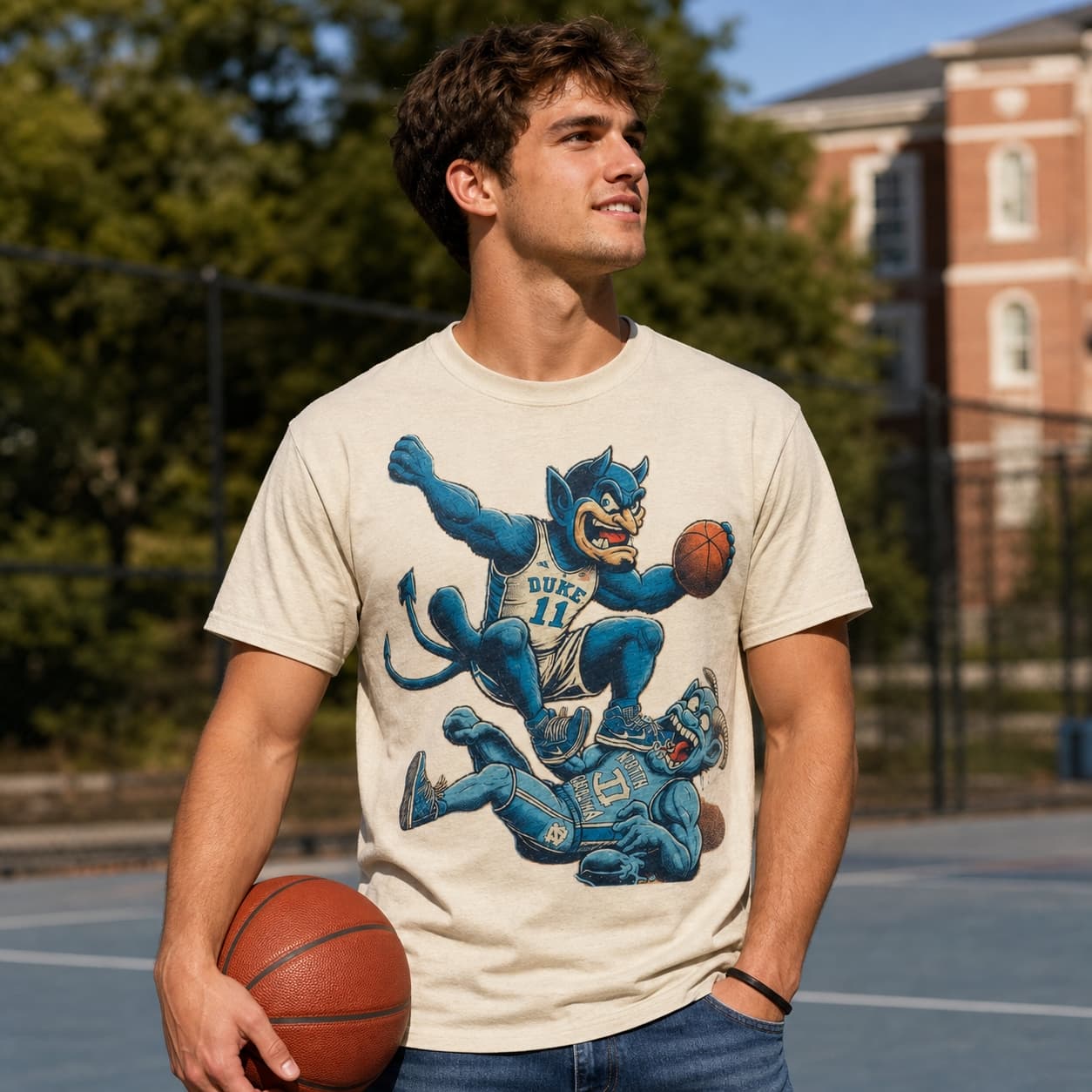 Duke Blue Devils vs. North Carolina Tar Heels Retro Rivalry Basketball 1990 Shirt