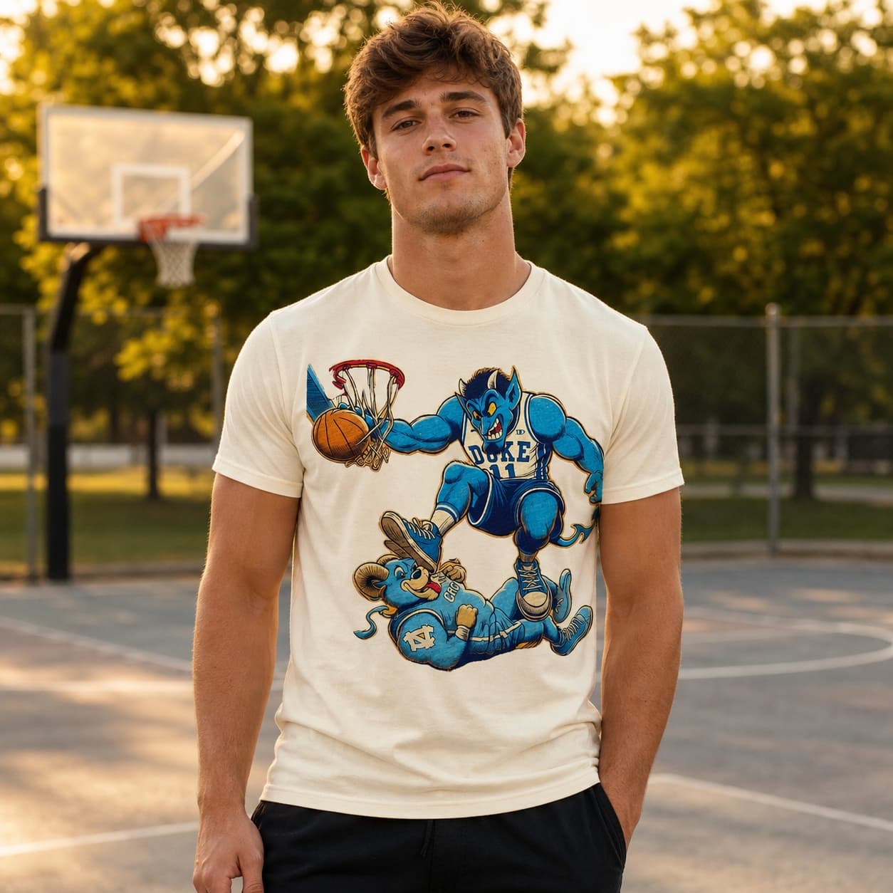 Duke Blue Devils vs. North Carolina Tar Heels Retro Rivalry Basketball 1991 Shirt