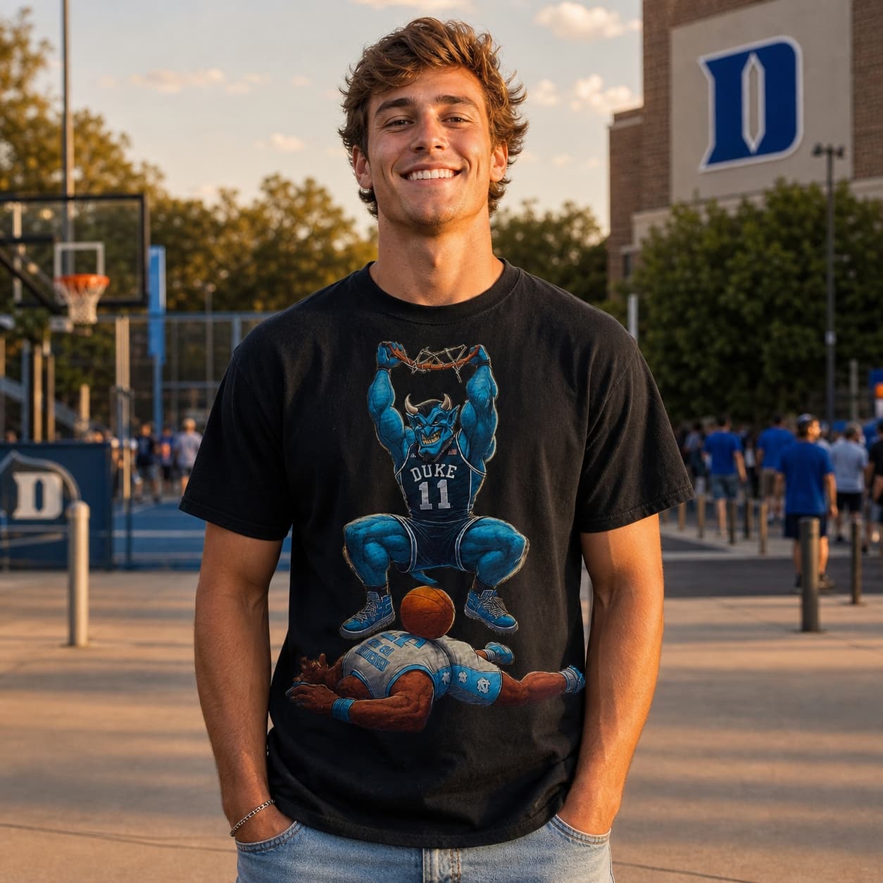 Duke Blue Devils vs. North Carolina Tar Heels Retro Rivalry Basketball Mascot 1992 Shirt