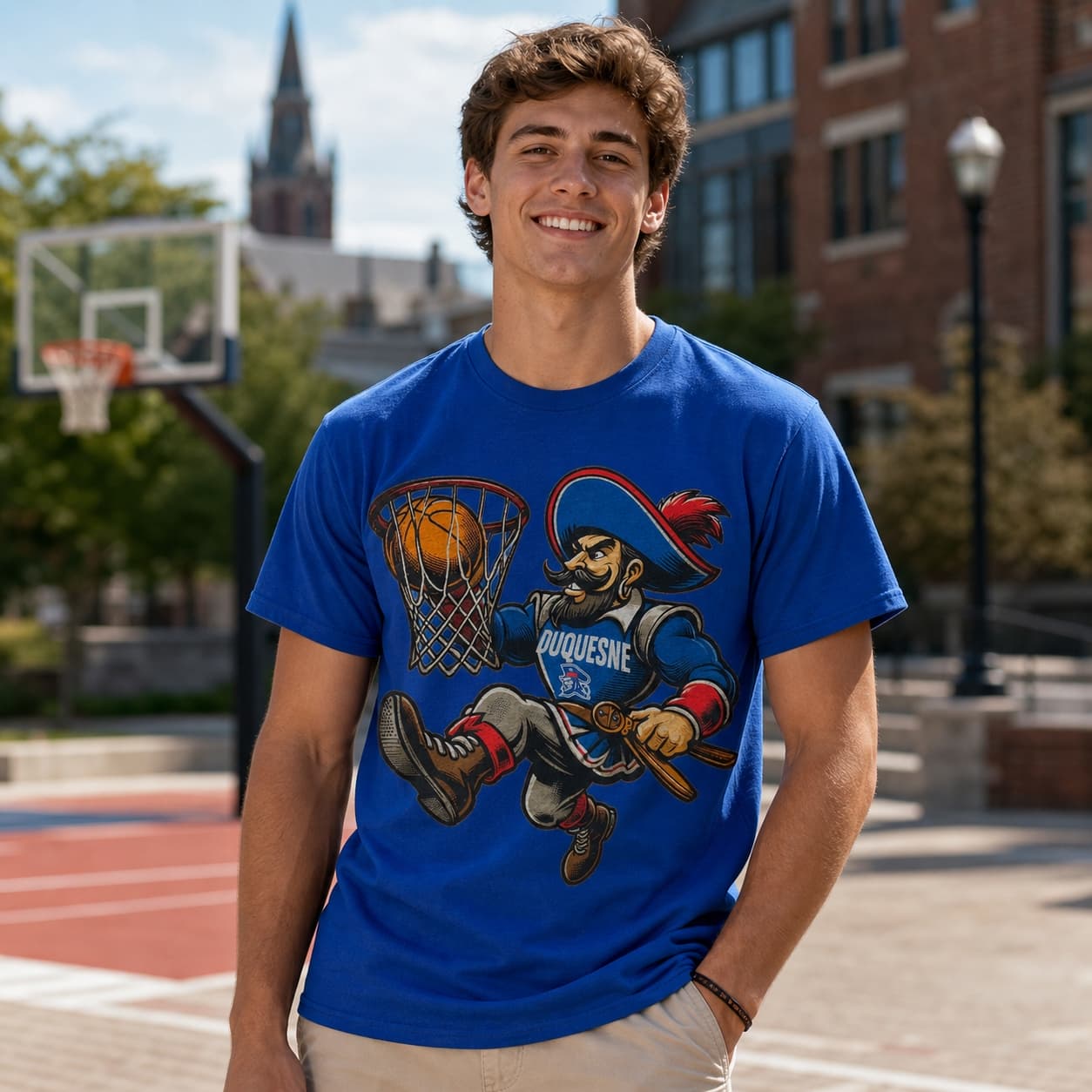 Duquesne Dukes Basketball Retro Mascot Shirt