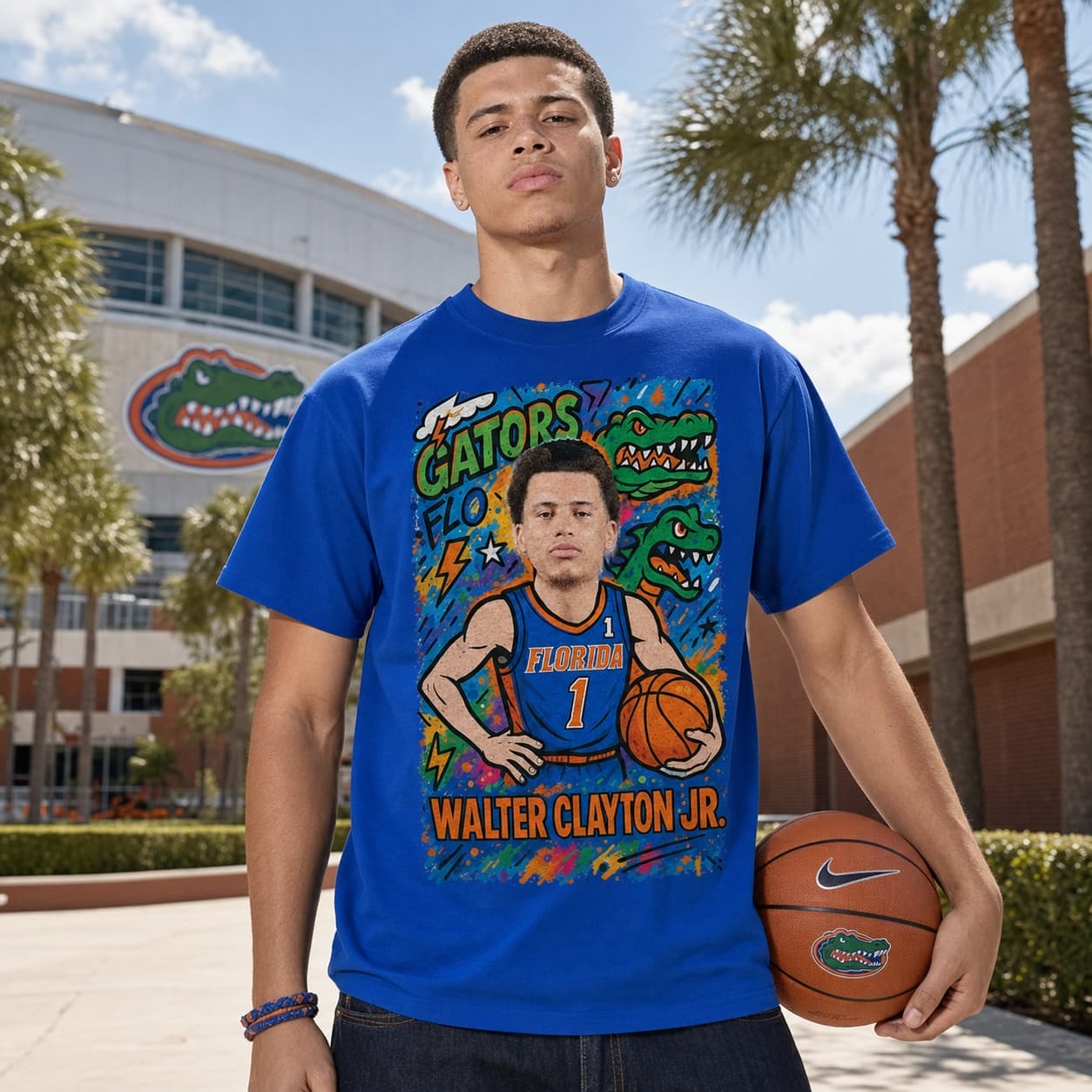 Florida Gators Walter Clayton Jr. Exclusive Retro Graffiti Basketball Shirt