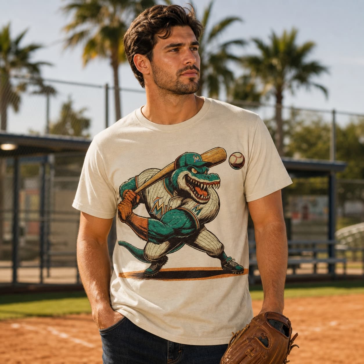 Florida Miami Marlins Retro Baseball Mascot Mania 1999 Artwork Shirt