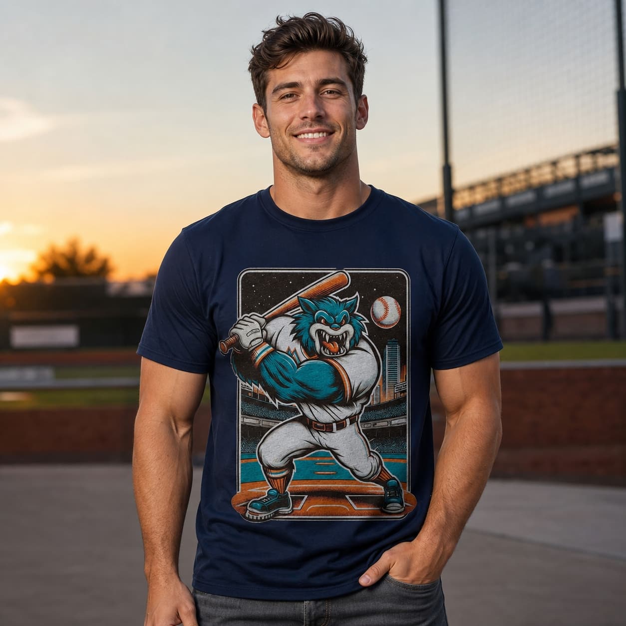 Florida Miami Marlins Retro Baseball Mascot Mania 2001 Artwork Shirt