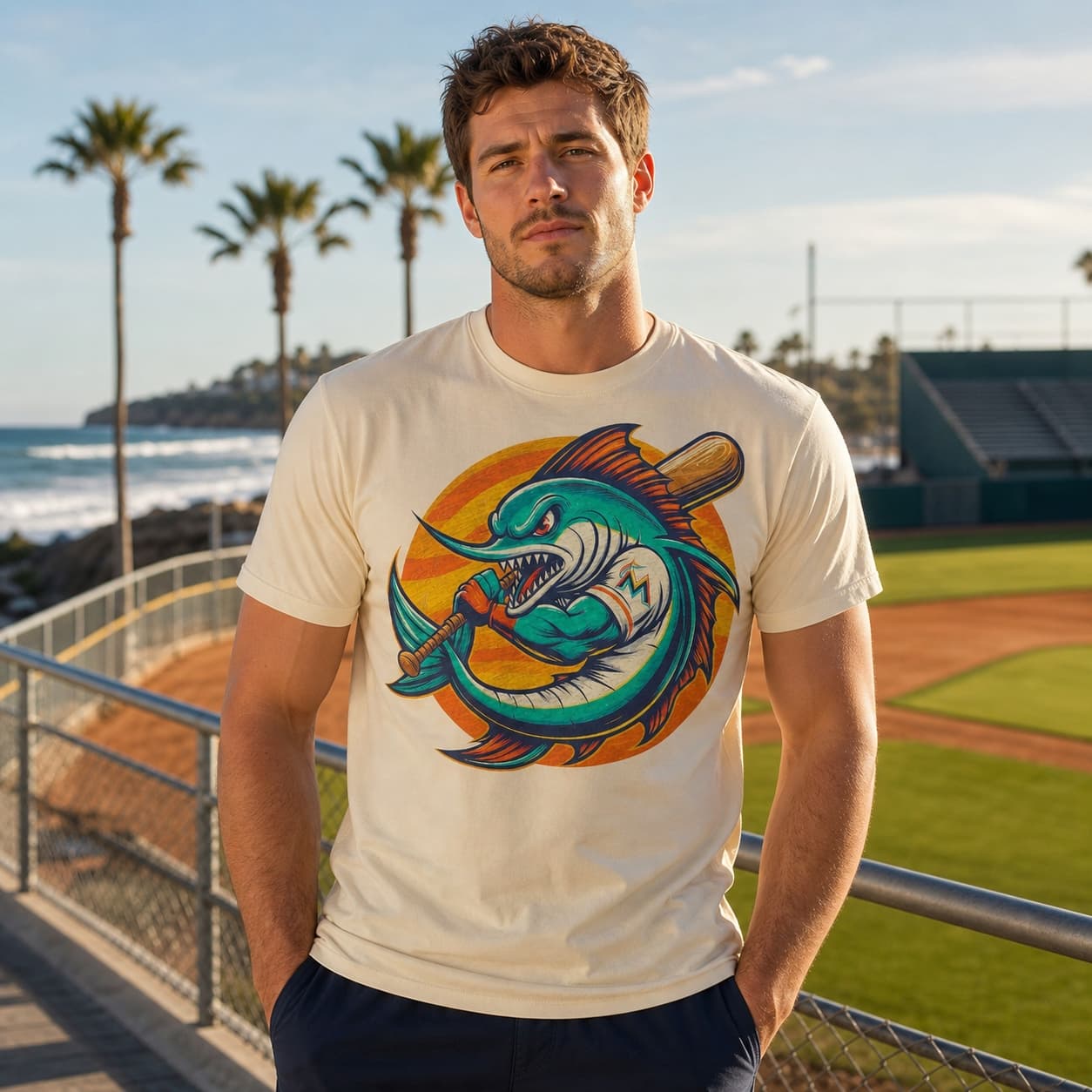 Florida Miami Marlins Retro Baseball Mascot Mania 2002 Artwork Shirt