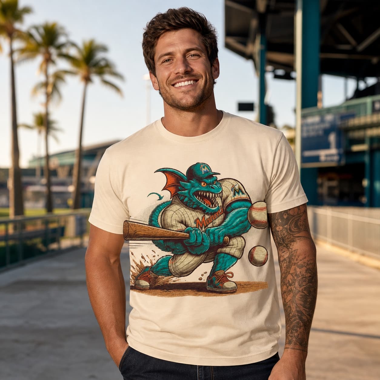 Florida Miami Marlins Retro Baseball Mascot Mania 2003 Artwork Shirt