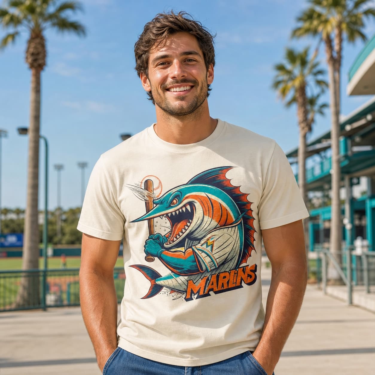 Florida Miami Marlins Retro Baseball Mascot Mania 2007 Artwork Shirt