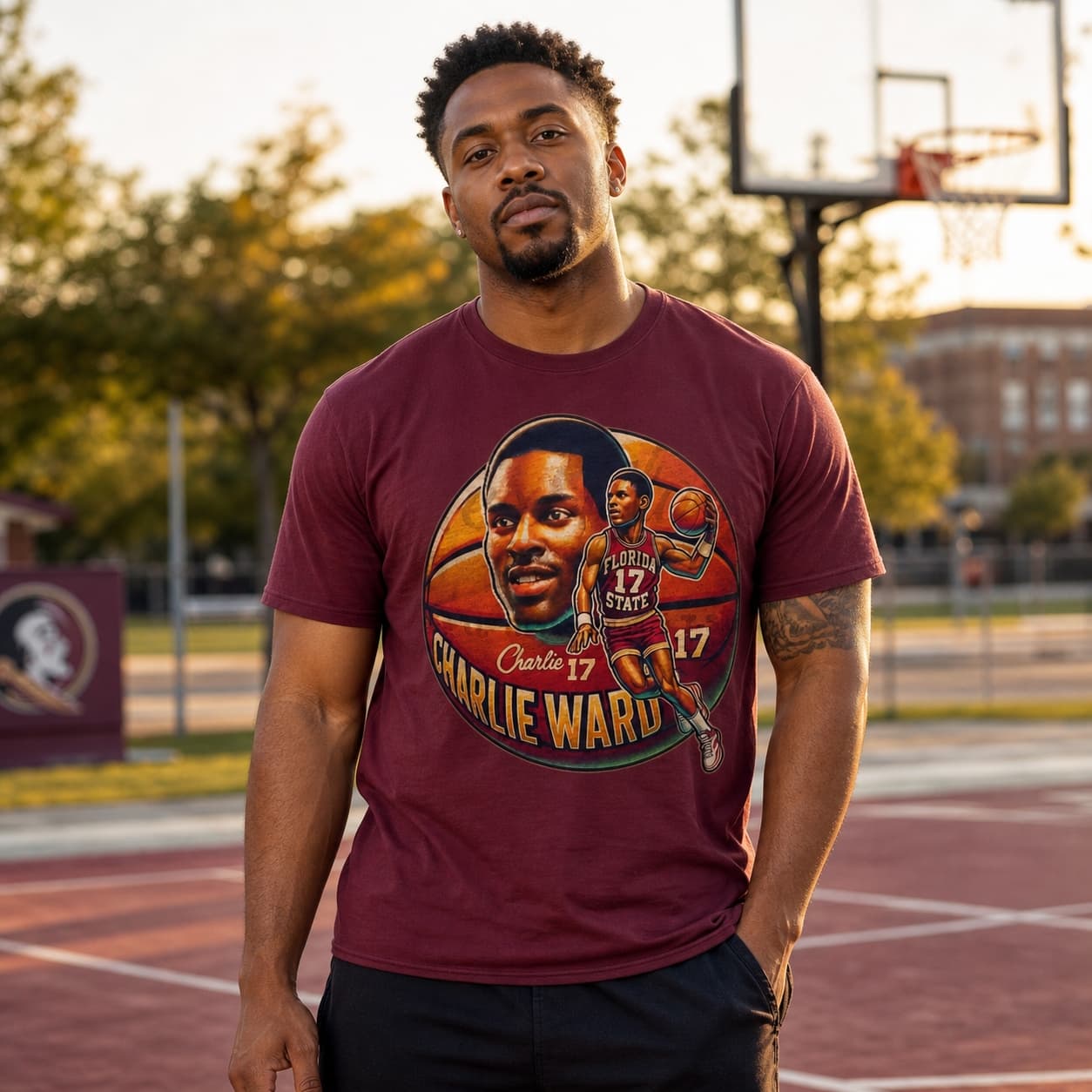 Florida State Seminoles Charlie Ward Exclusive Retro March Madness Basketball Shirt