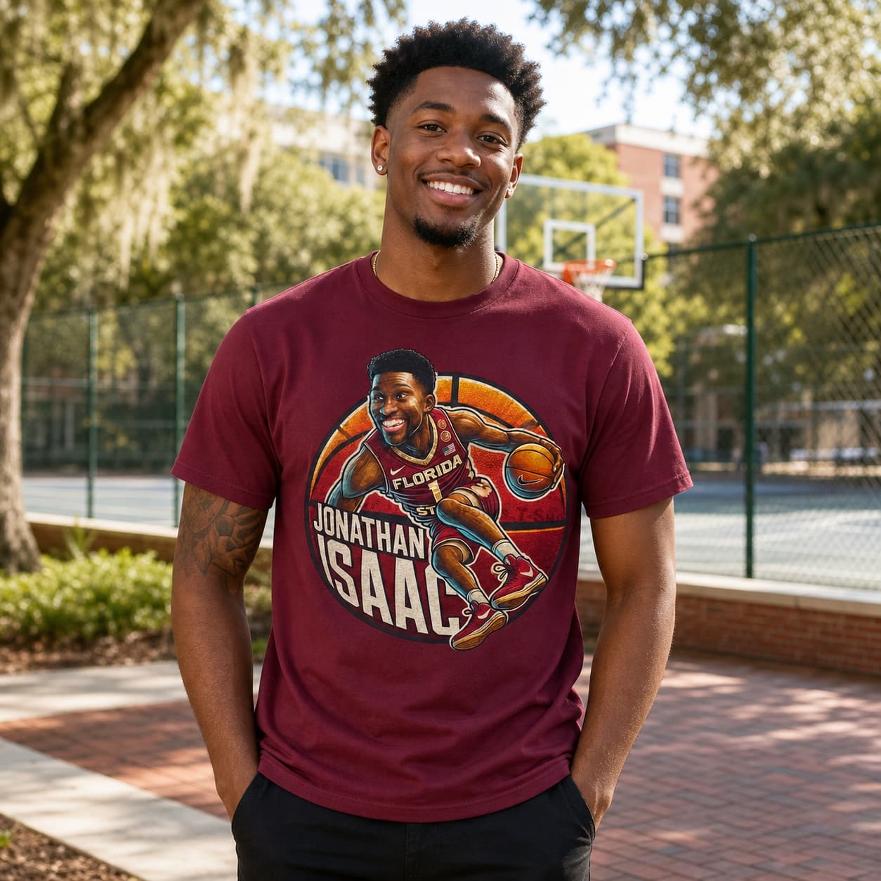 Florida State Seminoles Jonathan Isaac Exclusive Retro March Madness Basketball Shirt