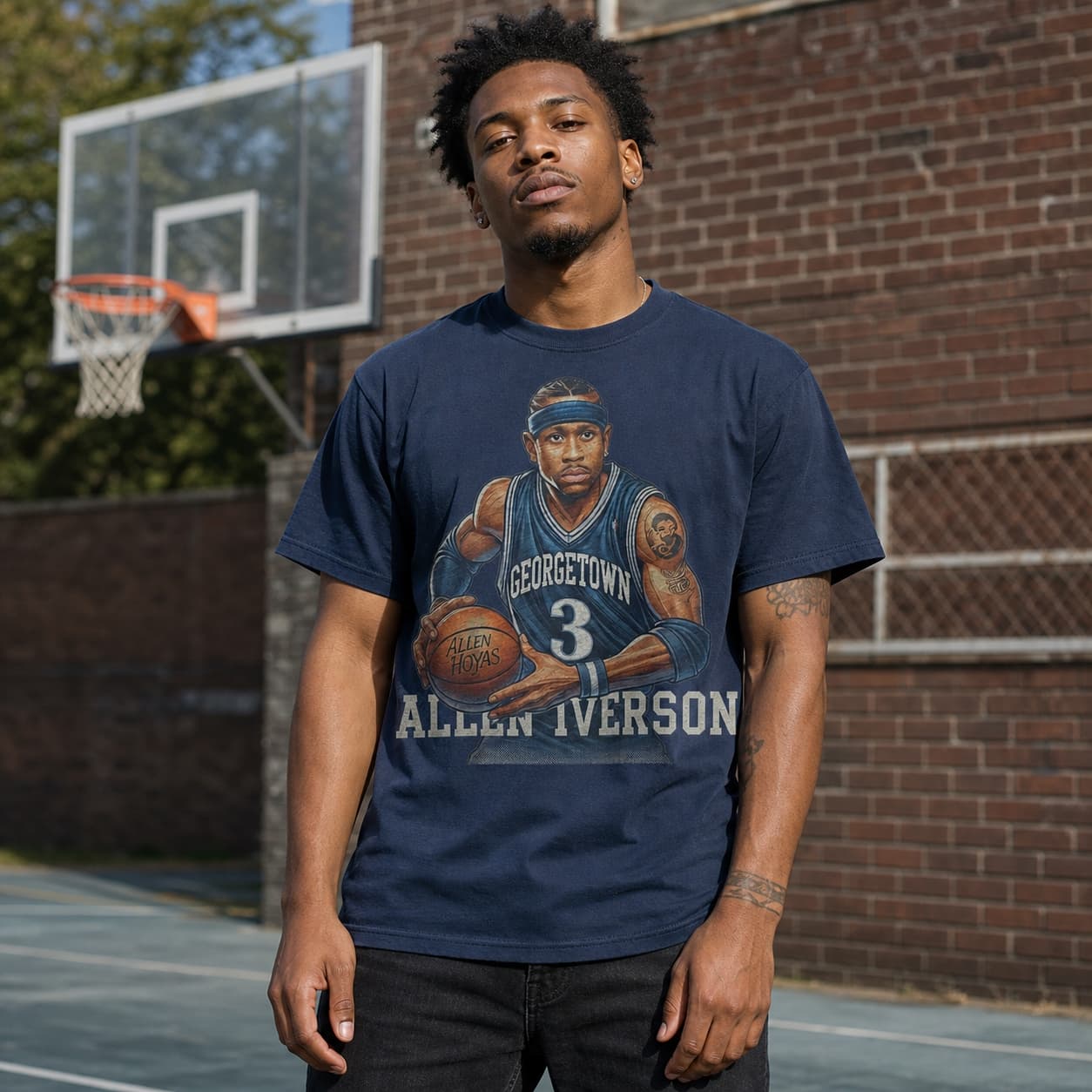 Georgetown Hoyas Allen Iverson Exclusive Retro Basketball 1995 Shirt
