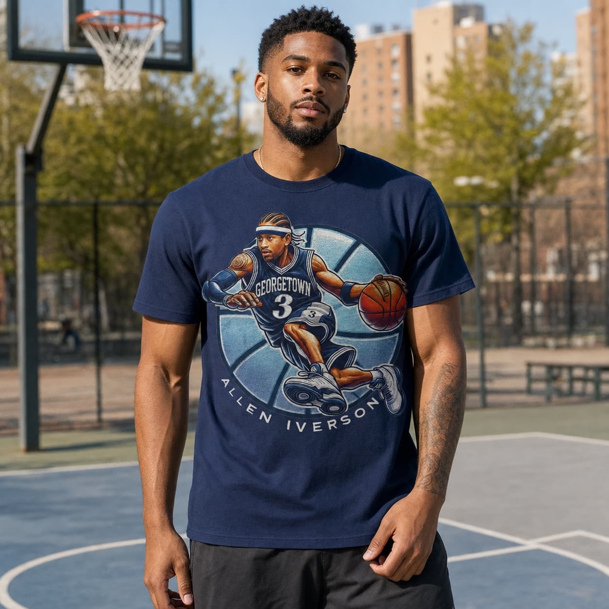 Georgetown Hoyas Allen Iverson Exclusive Retro March Madness Basketball Shirt