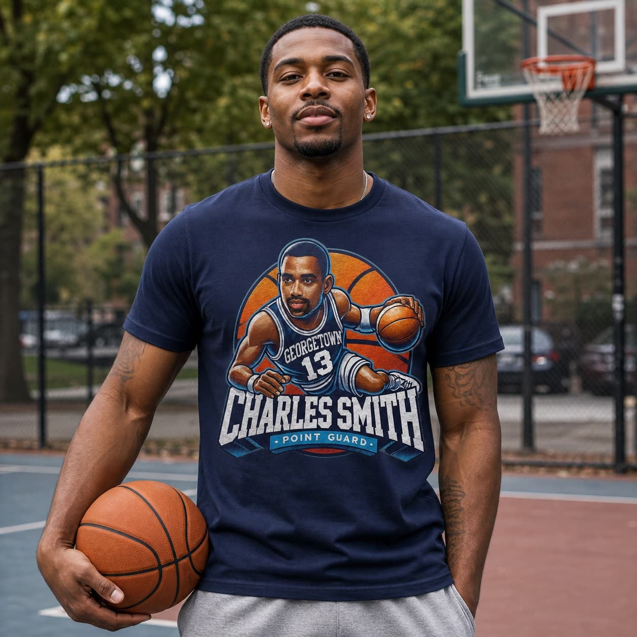Georgetown Hoyas Charles Smith Exclusive Retro March Madness Basketball Shirt
