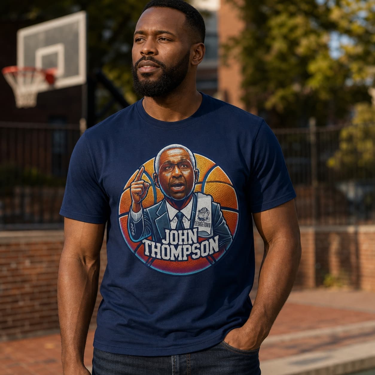 Georgetown Hoyas Coach John Thompson Exclusive Retro March Madness Basketball Shirt