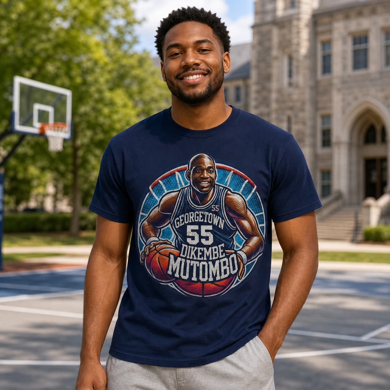 Georgetown Hoyas Dikembe Mutombo Exclusive Retro March Madness Basketball Shirt