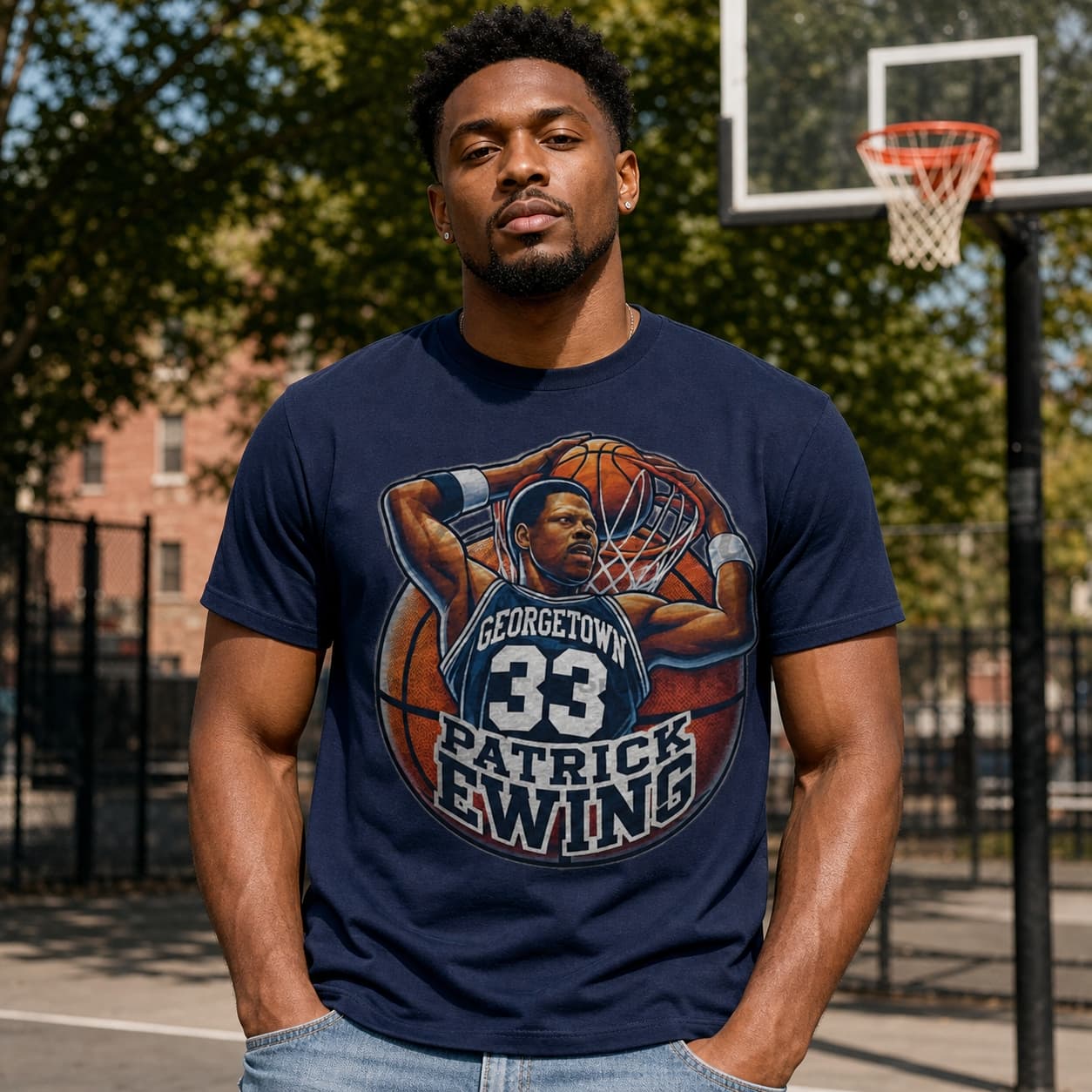 Georgetown Hoyas Patrick Ewing Exclusive Retro March Madness Basketball Shirt
