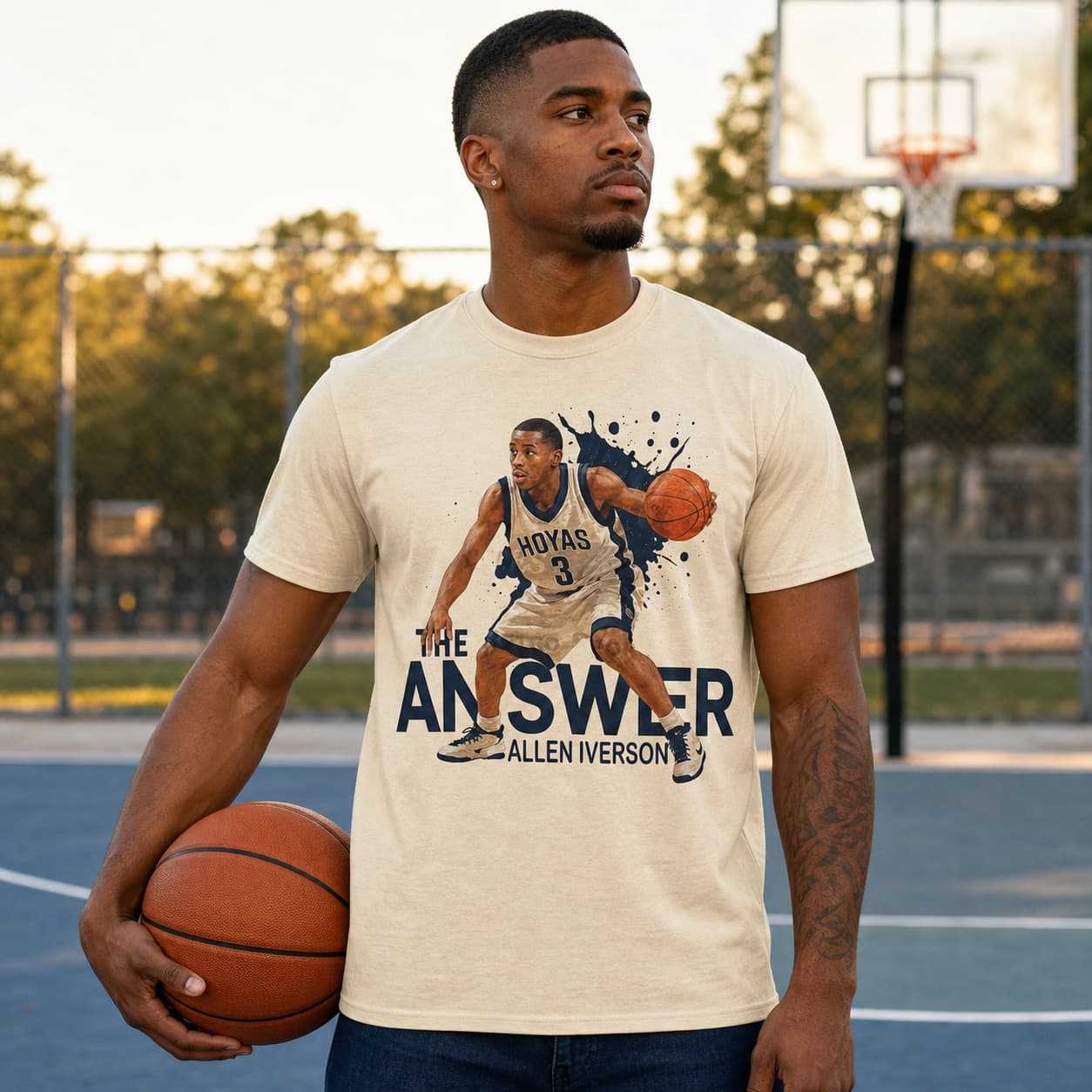 Georgetown Hoyas Retro The Answer Allen Iverson Basketball 1995 Shirt