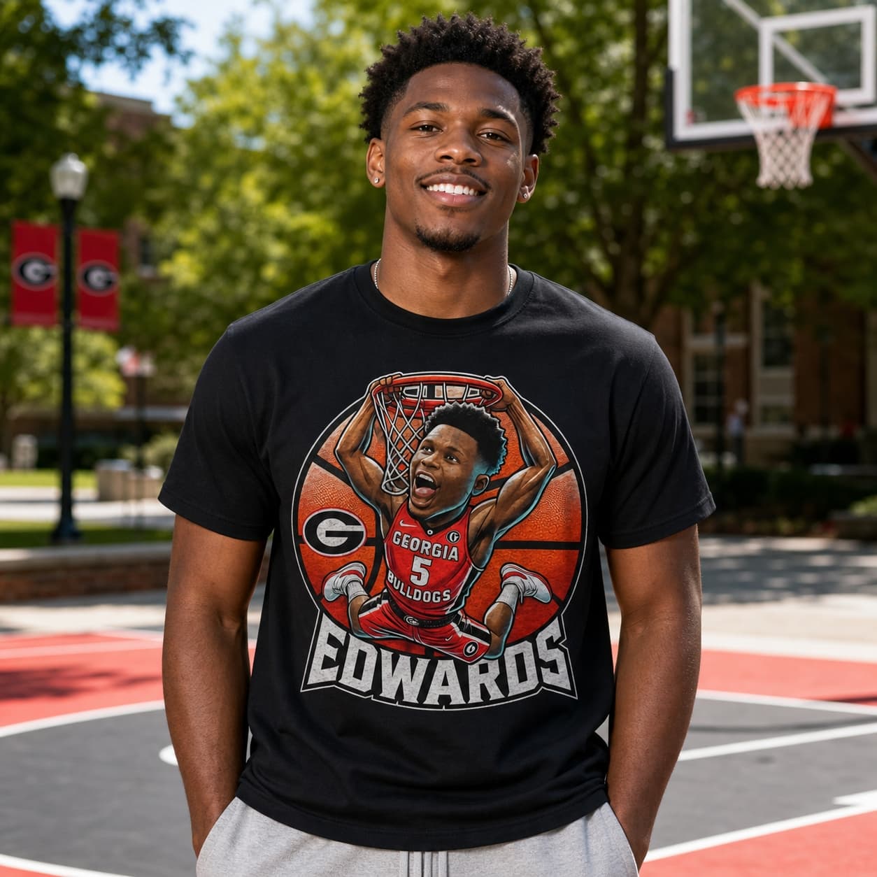 Georgia Bulldogs Anthony Edwards Exclusive Retro March Madness Basketball Shirt