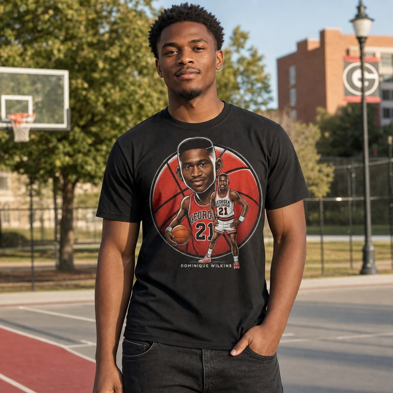 Georgia Bulldogs Dominique Wilkins Exclusive Retro Basketball 1980 Shirt