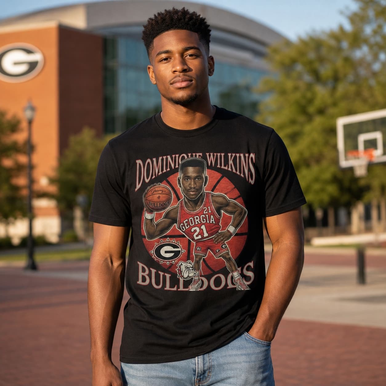 Georgia Bulldogs Dominique Wilkins Exclusive Retro Basketball 1981 Shirt