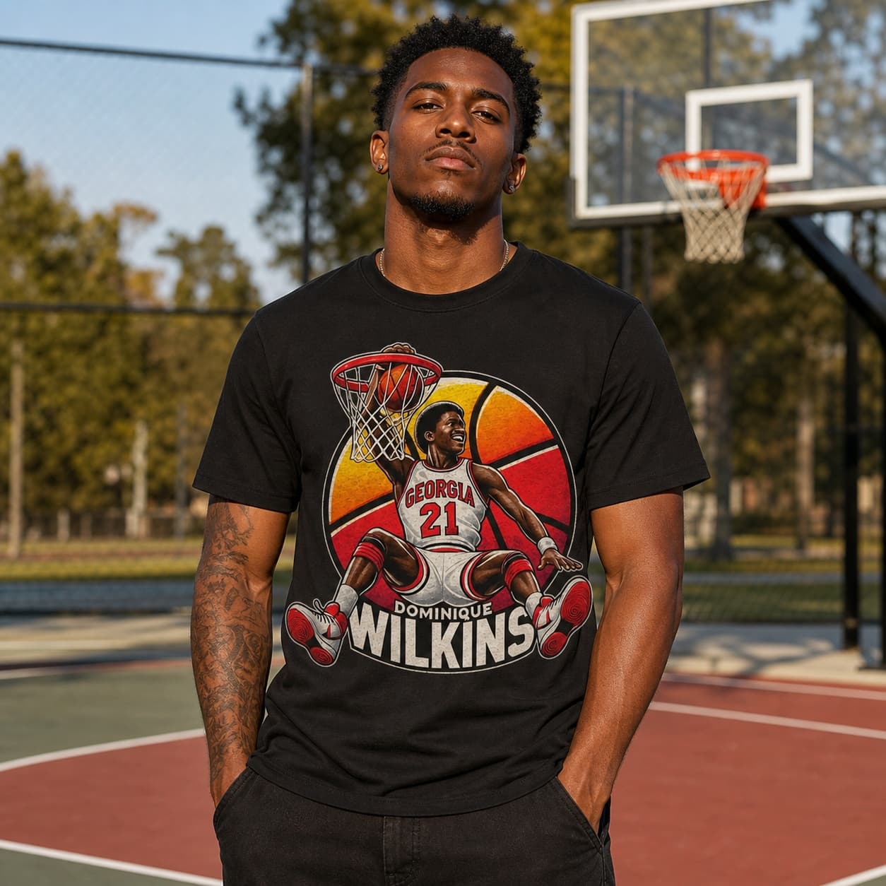 Georgia Bulldogs Dominique Wilkins Exclusive Retro March Madness Basketball Shirt