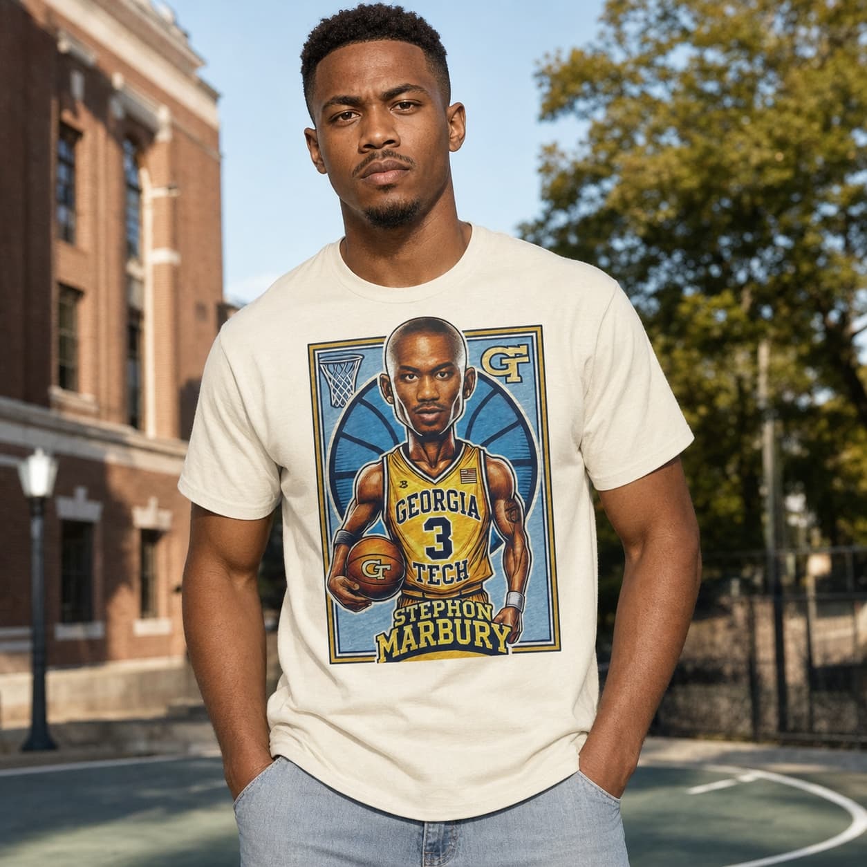 Georgia Tech Yellow Jackets Stephon Marbury Exclusive Retro Basketball 1996 Shirt