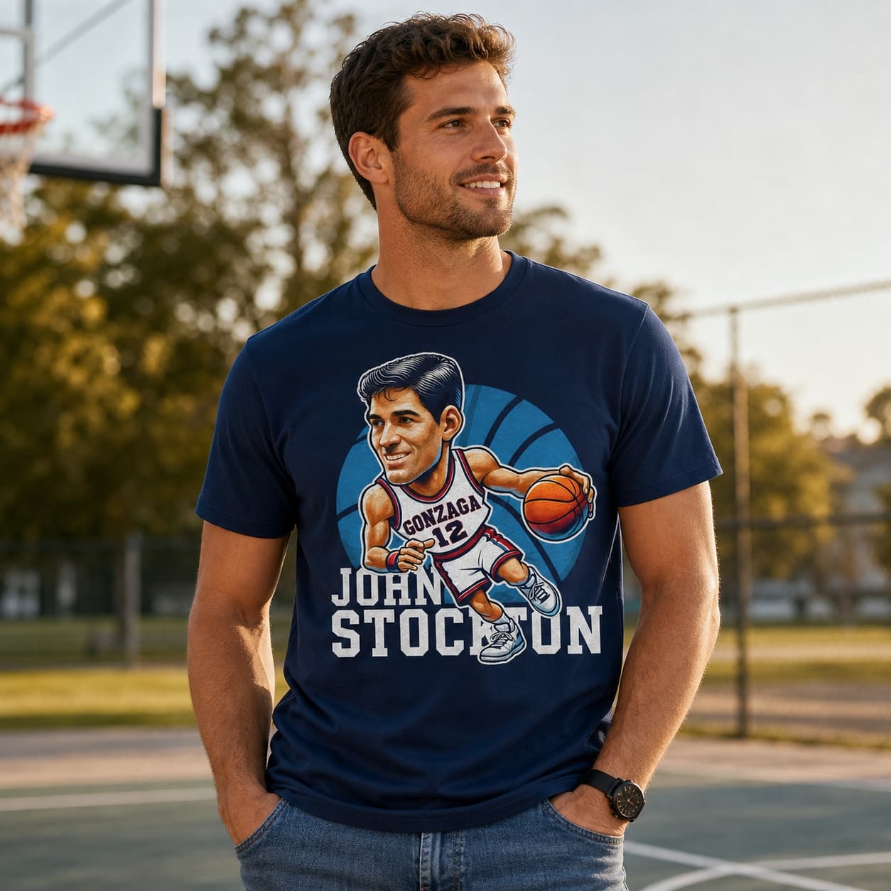 Gonzaga Bulldogs John Stockton Exclusive Retro March Madness Basketball Shirt