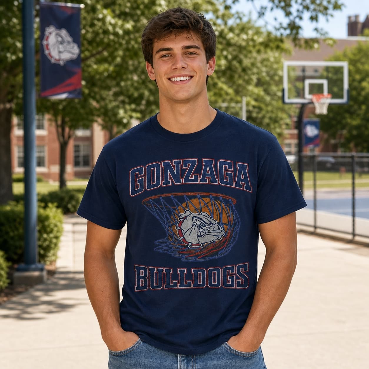 Gonzaga Bulldogs Vintage Basketball T-Shirt