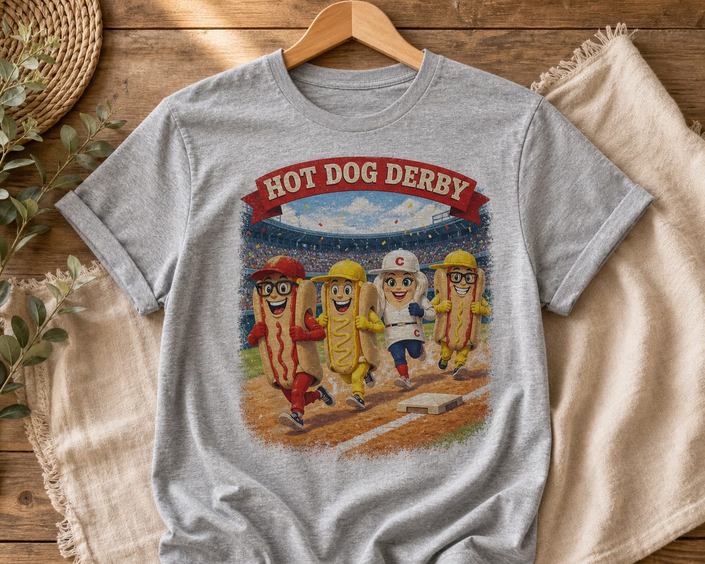Hot Dog Derby Baseball T-Shirt