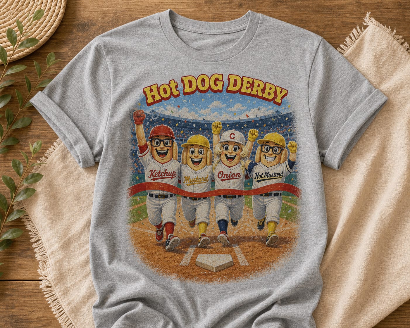Hot Dog Derby Race Baseball T-Shirt