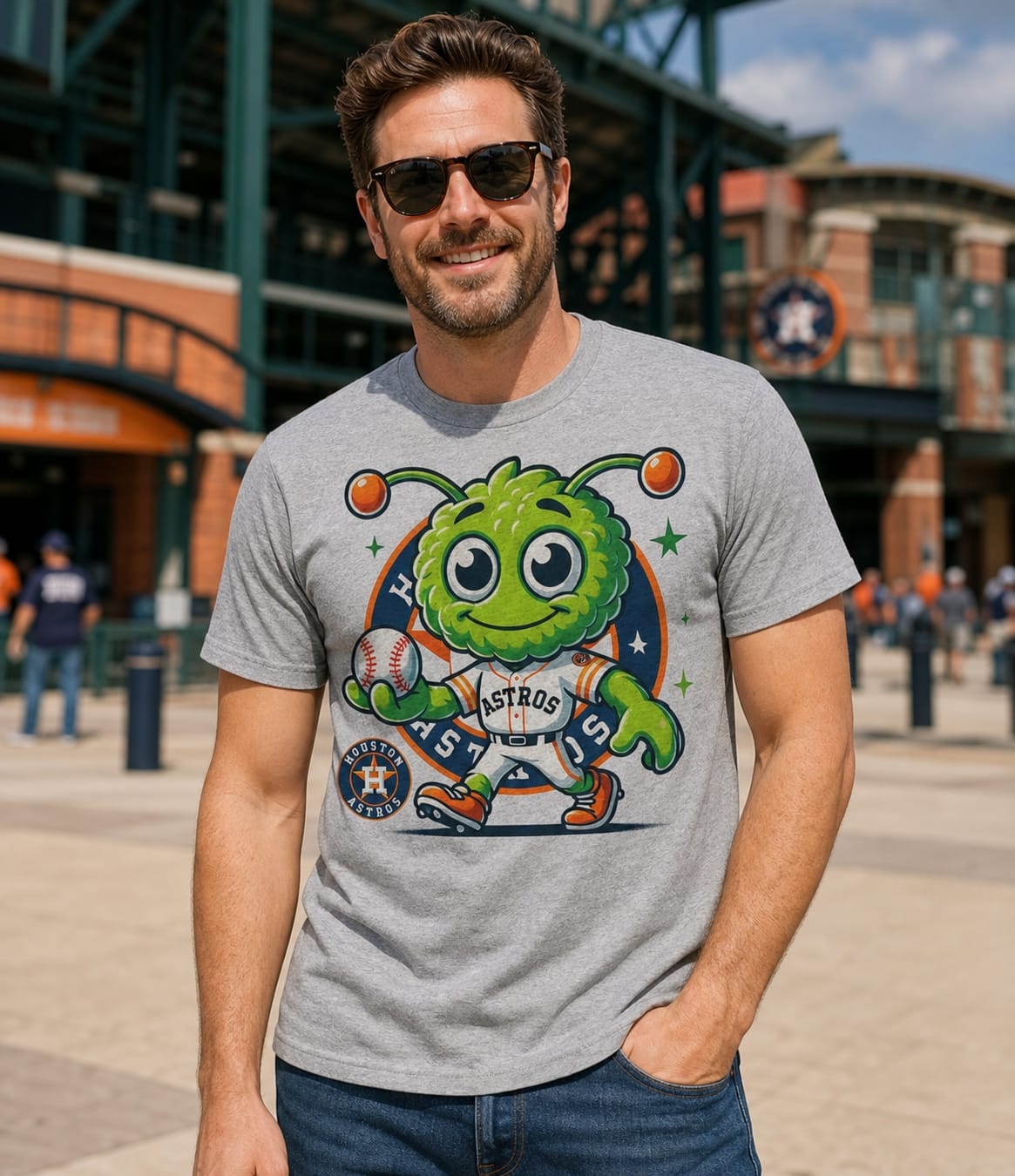 Houston Astros Exclusive Retro Baseball Mascot Artwork Shirt