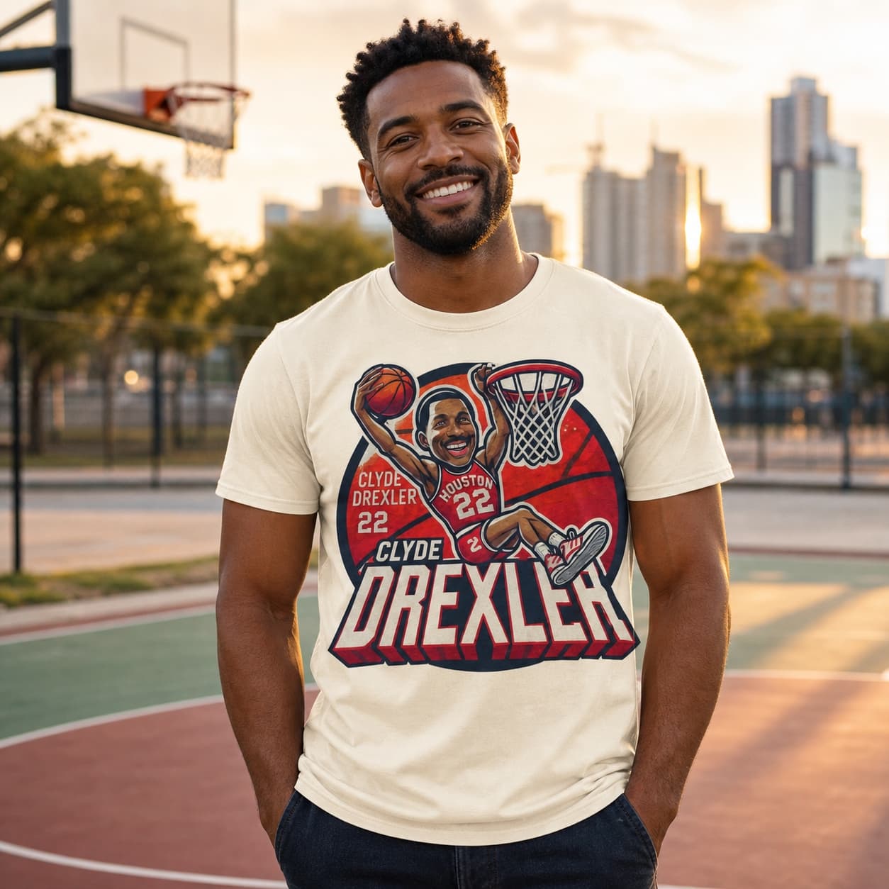 Houston Cougars Clyde Drexler Exclusive Retro March Madness Basketball Shirt
