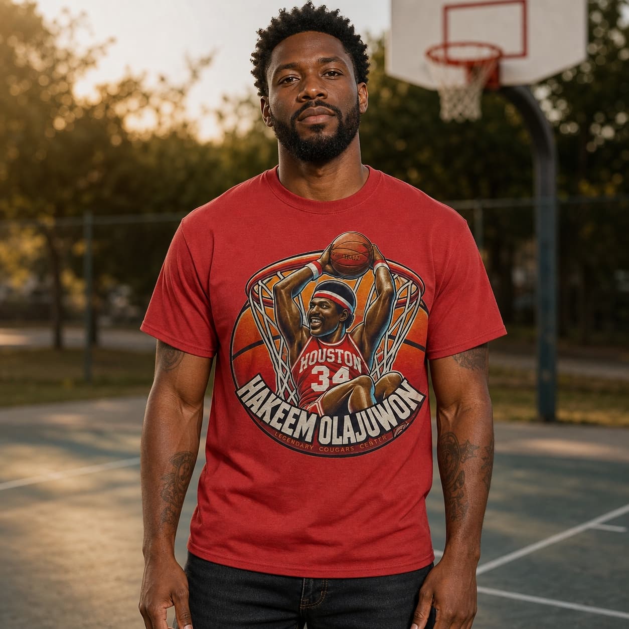Houston Cougars Hakeem Olajuwon Exclusive Retro March Madness Basketball Shirt