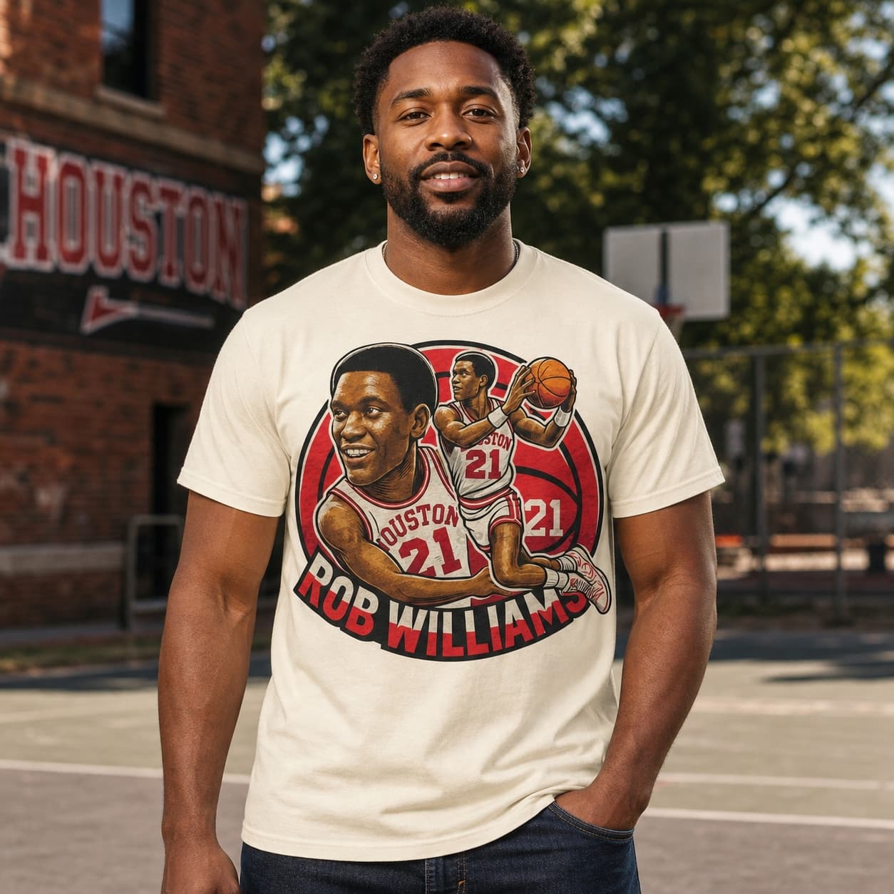 Houston Cougars Rob Williams Exclusive Retro March Madness Basketball Shirt
