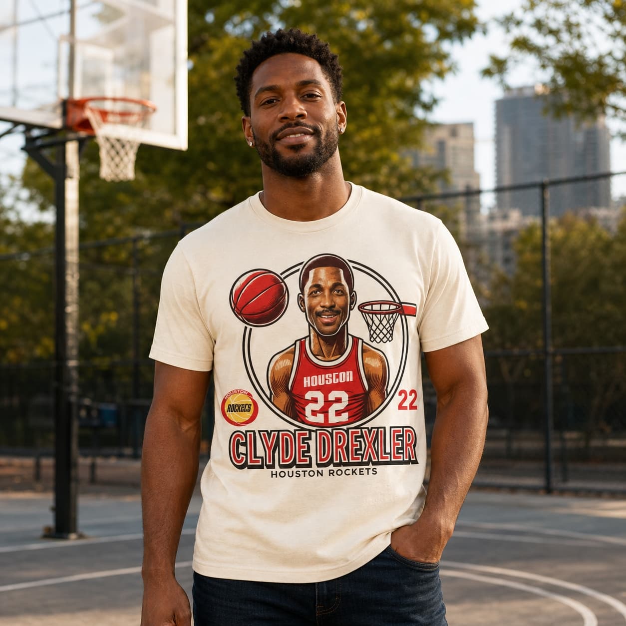 Houston Rockets Clyde Drexler Exclusive Retro Basketball Shirt