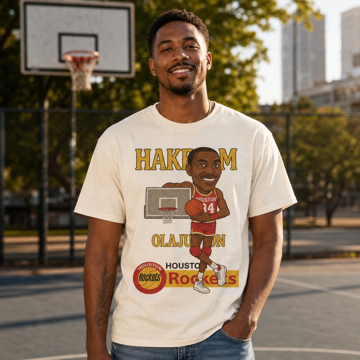 Houston Rockets Hakeem Olajuwon Retro Basketball 1986 Shirt
