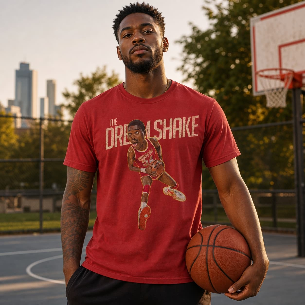 Houston Rockets Retro Hakeem The Dream Shake Olajuwon Basketball 1985 Shirt